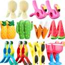 20 Pcs Beach Towel Clips Plastic Beach Chair Clips Flamingo Parrot Watermelon Pineapple Ice Cream Portable Swimming Pool Towel Holder Funny Clothespins for Christmas Party Gift Pool Blanket Decoration