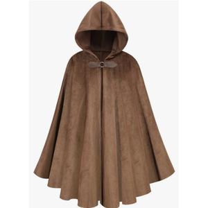 GRAJTCIN Renaissance Hooded Cape Velvet Cloak Victorian Capelet Medieval Hobbit Halloween Costume
