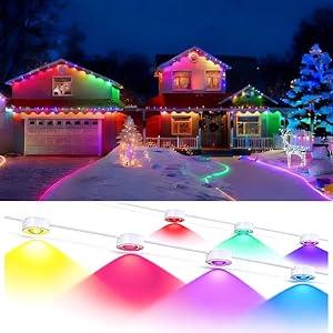 Permanent Outdoor Lights, 50ft Smart Eave Lights with RGB LED Light, IP67 Waterproof, App Control, DIY RGB Light for House Halloween Decorations