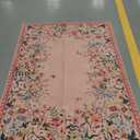 Lahome Boho Floral 5x7 Pink Rugs for Bedroom Girls, Non Slip Washable Nursery Rugs for Living Room, Pastel Indoor Throw Carpet for Dorm Classroom Playroom (Pink,5x7)