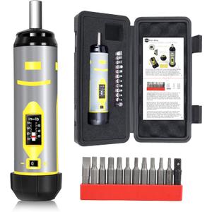Torque Screwdriver Wrench Set 10-70 Inch Pounds for Professional Maintenance, Firearms Accurizing Gunsmithing, Scope Mounting, Tools with 1/4" Adapter, Hex, Torx, Flat S2 Bits, Soft-Grip Handle, Gray