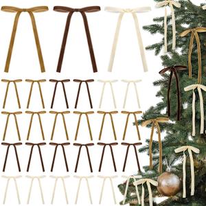 24 Pcs Velvet Bows Christmas Tree Ornaments Vintage Velvet Ribbon Bows for Tree Garland Wreath Indoor Xmas Decorations(5 x 7 Inch, Width of 3/8",Brown, Khaki,Beige) 24 Pcs Velvet Bows Christmas Tree Ornaments Vintage Velvet Ribbon Bows for Tree Garland Wreath Indoor Xmas Decorations(5 x 7 Inch, Width of 3/8",Brown, Khaki,Beige)