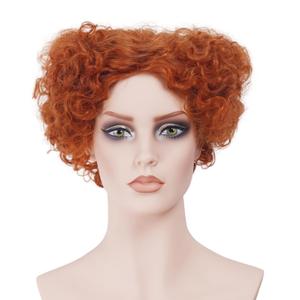 12 Inches Auburn Short Curly Wavy Orange Wigs for Women Copper Red Wavy Wig with Synthetic Natural Ginger Wig for Movie Anime Costumes Cosplay,Halloween,Daily Use