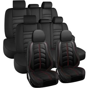 Car Seat Cover 8 Seats for Toyota Highlander 2001-2025, Durable Wear Resistant Waterproof Seat Cover, Breathable No Odor Premium Leather Vehicle Interior Accessories.(8 Standard,Black)