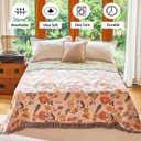 VANJOROY Boho Throw Blanket 60" x 80", 100% Organic Cotton Breathable Skin-Friendly Ultra Soft Bed Quilt Throw - Floral Rustic Decor Luxury Reversible Blanket for Sofa Couch Chair and Gift,