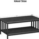 Coffee Table for Living Room with Slatted Sides Frame, Modern Farmhouse Living Room Table with 2-Tier Storage Shelf for Home Office, Apartment, 39 inch, Black, 39.4L*21.6W*18.1H
