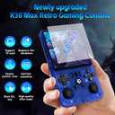 R36MAX Handheld Game Console, Retro Gaming Console with 4000mAh Battery 4.0IPS Screen, Open Source Linux System, with 64GB TF Card Portable Video Gaming Console, Transparent Blue