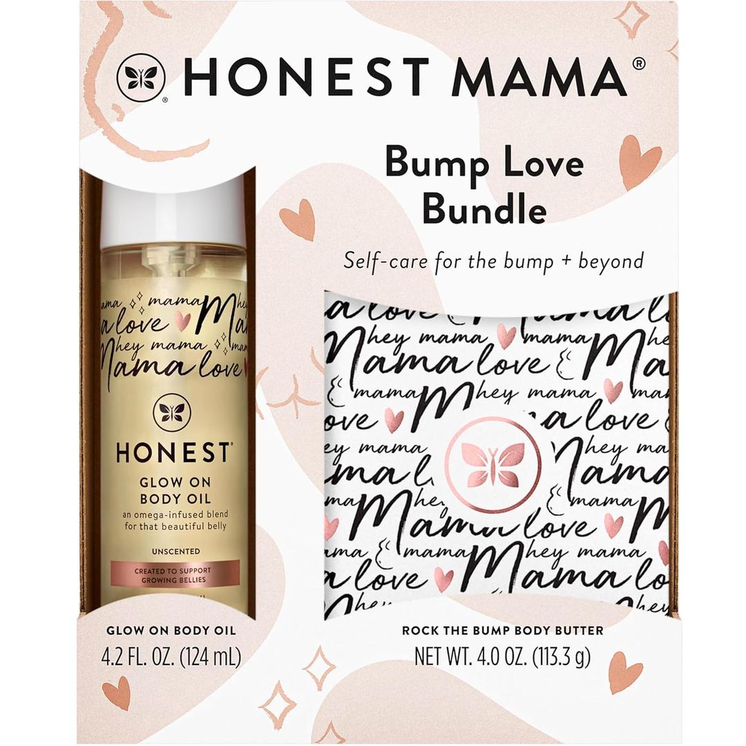 The Honest Company Mama Body and Belly Bump Love Bundle, Moisturizing Plant Based Oil and Stretch Mark Butter Cream (1 Count (Pack of 1))