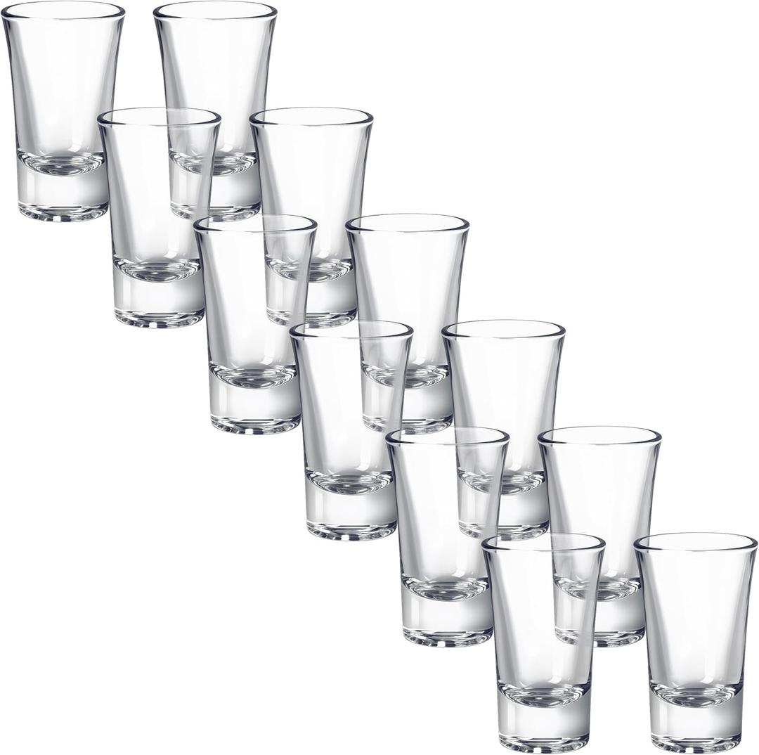 12 Pack heavy base Acrylic Plastic Shot Glasses, Unbreakable shot glass Perfect for Shot Dispenser, Bars, Parties, All Liquor, Cocktails & Family Game Night, (Capacity 1.2 oz Clear 12 Pack)