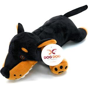 Dogdog Black and Tan Stuffed Animal Dog Toy for Doberman Dog Toy with Pointed Ears