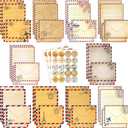 TaoBary 160 Pcs Stationery Paper Set 50 Double Sided Stationery Papers with 50 Matching Envelopes and 60 Round Dot Sticker, 10 Design(Vintage Airmail,5.5 x 8.25 Inch)