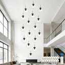 KoKo&Yukina 16-Light Black Mid Century Modern Chandelier for Living Room Staircase Chandelier for Entryway Clear Globe Glass Chandelier High Ceiling Chandeliers Foyer Entryway (Bulb & Remote Incl.)