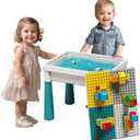Small Activity Table for Toddlers 1-3, Kids Sensory Table for Playing Building Blocks, Marble Run Toy, Sand & Water, Color Dough, Art & Craft, Drawing & Learning (Small)