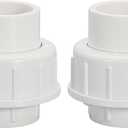 3/4" PVC Union Coupling Pipe Fitting (Socket x Socket) 3/4Inch PVC Slip Union PVC Adapter Coupling Schedule 40, EPDM O-Ring, White, 2 Pcs