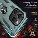 3 x IKAZZ for iPhone 15 Pro Max Case 6.7 Inch with Screen Protector,Military Grade Shockproof Heavy Duty Protective Phone Cover Pass 16ft Drop Test with Magnetic Kickstand Car Mount Holder,Pine Green