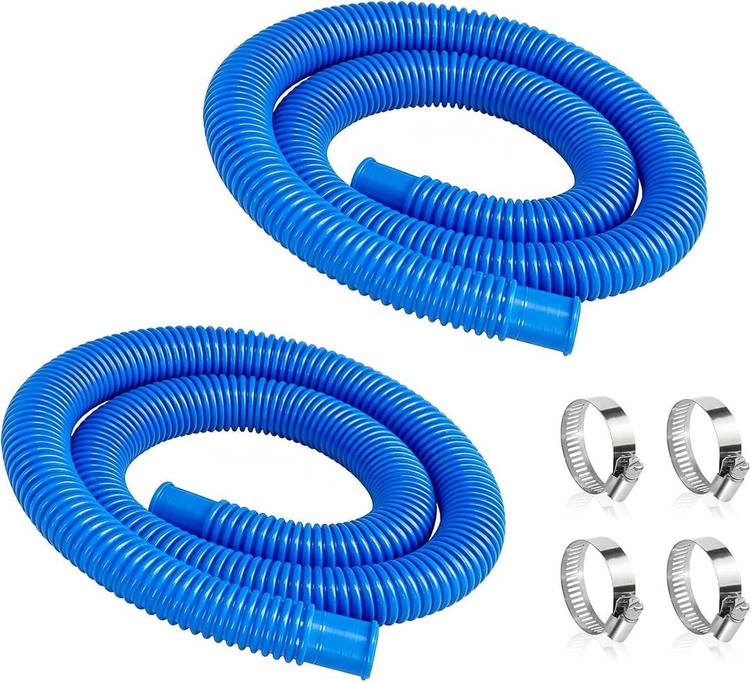1.25 Inch Pool Pump Replacement Hose, 41 Above Ground Pool Filter Hose with Clamps, Compatible with 607 & 637 Filter Pumps, 32mm Pool Hose Set (2 Pack Blue)