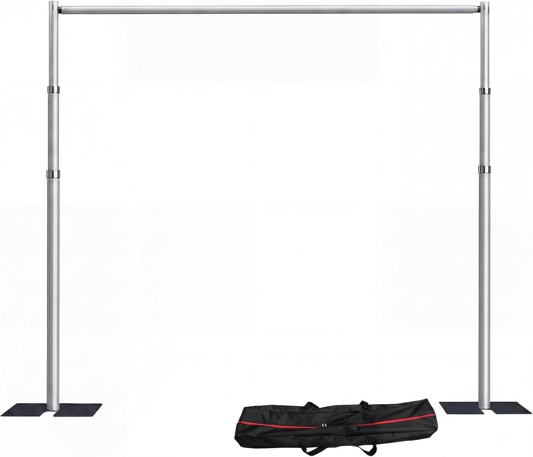 SLOW DOLPHIN 12x10ft(Width x Height) Pipe and Drap Backdrop Stand Kit,Heavy Duty Adjustable Frame Backdrop Stand for Event, Birthday Party, displays and Wedding Decoration
