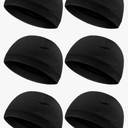 Syhood 6 Pieces Men Skull Caps Cotton Beanies Sleep Hats Multifunctional Helmet Liner Cap for Men and Women Black