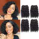 Human Hair Bundles Kinky Curly Bundles Human Hair Curly Wave Hair 4 Bundles Human Hair 50 Gram/Bundle 8A Unprocessed Kinky Curly Wave Bundles (8 8 8 8 1b)