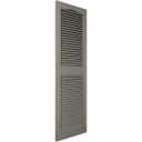 14 1/2"W x 59"H Lifetime Vinyl, TailorMade Cathedral Top Center Mullion, Open Louver Shutters, w/Shutter-Loks (Per Pair), Tuxedo Grey