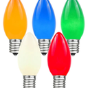 Novelty Lights 25 Pack C9 Ceramic Outdoor Christmas Replacement Bulbs, Multi, E17 Intermediate Base, 7 Watt