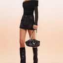 SAUNGKUAI Women's Off The Shoulder Long Sleeve Bodysuit Sexy Slimming Body Suit Tops Sheer Mesh Ruched Fall Outfits 2026 (Black, L)