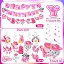Disco Cowgirl Birthday Party Decorations, Pre-strung Happy Birthday Banners and 12 Hanging Swirls, Western Disco Theme Party Supplies for Girls, Teens, or Adults (Pink)
