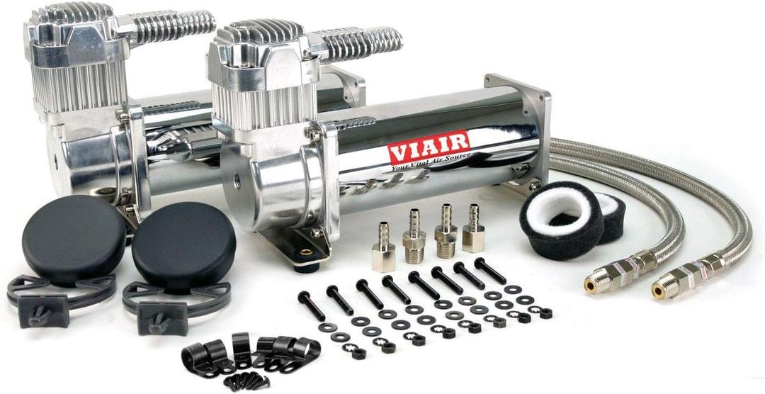 VIAIR 444C Air Compressor for Air Suspension 12V Continuous Duty Cycle Compressor for Air Tanks, Bags & Air Horns 200 PSI (Chrome). 1 pc