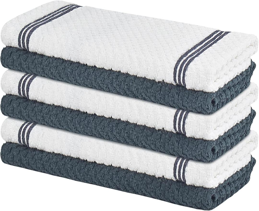 Nialnant 100% Cotton Kitchen Towels, 15x25 Inch Super Absorbent Dish Towels for Kitchen, Ultra Soft Hand Towels with Hanging Loop, Grey