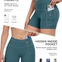 ATHVOTAR Biker Shorts Women with Pockets - 3"/5"/8" High Waisted Workout Spandex Tummy Control Gym Running Yoga Shorts (White, M)