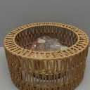 Rattan Ceiling Light Fixture, 3 Light Bohemian Modern Woven Ceiling Light, Boho Flush Mount Ceiling Light for Bedroom Living Room Dining Room, Bulb NOT Included (Gold)