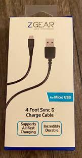 ZGEAR 4' MICRO USB DATA CABLE BK EA