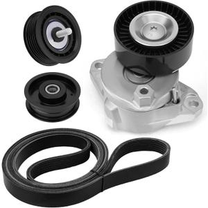 Serpentine/Engine Drive Belt Tensioner and Idler Pulley Kit Compatible with 2006-2011 Mercedes-Benz ML350 GL450 E350 C300 S550 CLK350, Replaces# 2722021419 2722000270 2722021019 6PK2404