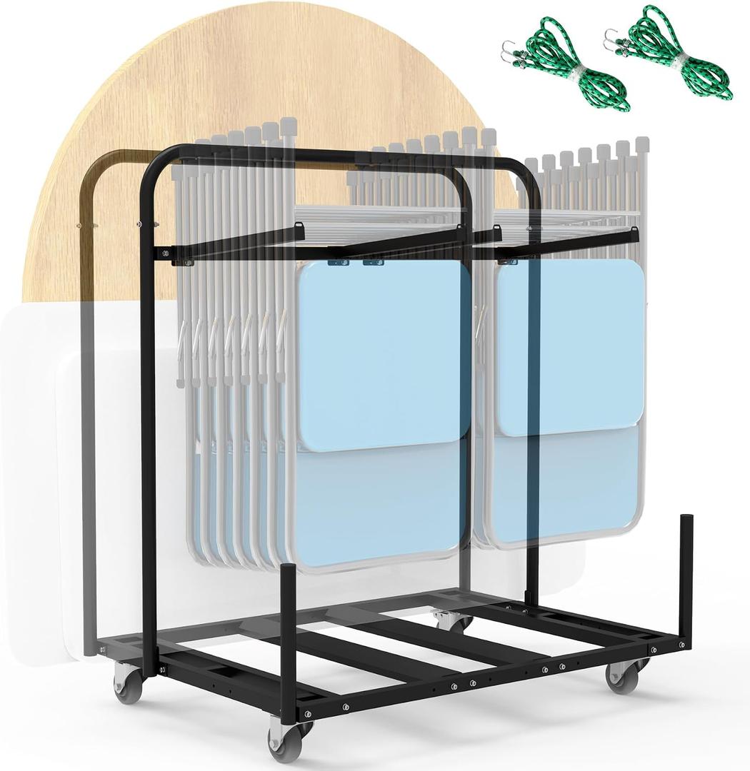 Updated Folding Table and Chair Rack Cart (Holds 10-16 Chairs & 4-8 Tables), Powder Coated, Perfect for Party, Hotel, Factory, Warehouse, 44.3" L x 31.4" W x 48" H