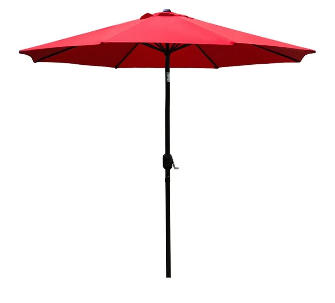 9' Patio Umbrella Outdoor Table Umbrella with 8 Sturdy Ribs (Red)