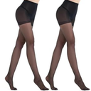 MEME & WEWE 2 Pairs Tights for Women, Sheer Stockings for Women Pantyhose, 20D High Waist No Rip Control Top Tight Pantyhose, (Black, Small)