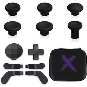 eXtremeRate 13 in 1 Component Pack Kit for Xbox Elite Series 2 Controller, 6 Metal Thumbsticks & Adjustment Tool, 2 D-Pads, 4 Paddles for Xbox Elite Series 2 Core Controller - Metallic Black