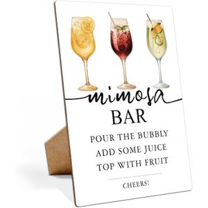 Mimosa Bar Sign 8x11 inches, Modern Wooden Decorative Sign for Bachelorette Party, Wedding, Engagement, Bridal Shower, Carnivals