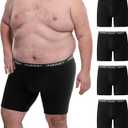 INNERSY Men's Big and Tall Boxer Briefs Cotton Moisture Wicking Underwear 4-Pack 4XL