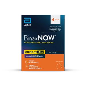 BinaxNOW COVID-19/Flu A&B Combo Self Test, Reliable COVID/Flu Home Test With 15 Minute Results, 4 Tests, BB 2026-09-14