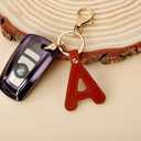 2 x Junyuerly Initial letter Keychains for Women,Pink Blue White Coffee Leather Key Chain Cute Bag Charms Car Key Accessories