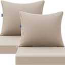 MIULEE Beige Outdoor Seat Cushion 24x24 Inch Set of 2 Waterproof & 3 Year Fade Resistant Deep Seat and Back Cushion for Patio Furniture Chair Sofa Couch with Handle and Adjustable Straps