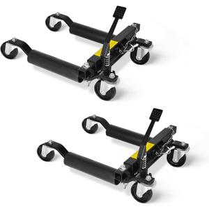 2 Pack Hydraulic Car Wheel Dolly Jack, Mechanical 3000 LBS Car Moving Dolly, Heavy Duty Vehicle Positioning with Ratcheting Foot Pedal for Car Truck RV Trailer Auto Repair Moving