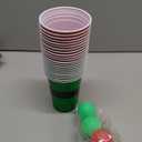 Leitee 22 Pcs Christmas Supplies Set Includes 16 oz Beer Cups with 8 Balls Set Christmas Party for Xmas House Party Birthdays Holidays(Red and Green,Santa)