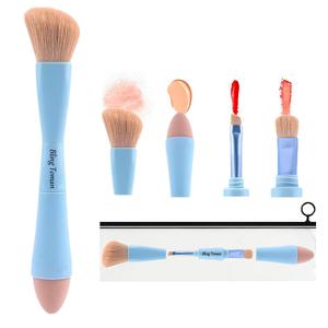4-in-1 Makeup Brush, Makeup Sponge, Blush Blending, Eyeshadow, Eyebrow & Liner Lip Face Foundation All-in-One Brushes Travel Makeup Brush Set Mini Makeup Tools Kit, Cosmetics Gift for Women
