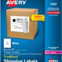 Avery Full-Sheet Printable Shipping Labels, 8.5" x 11" Customizable Stickers, White, 100 Blank Mailing Labels, Great for Mailing, Shipping, Organizing, and More (5165)