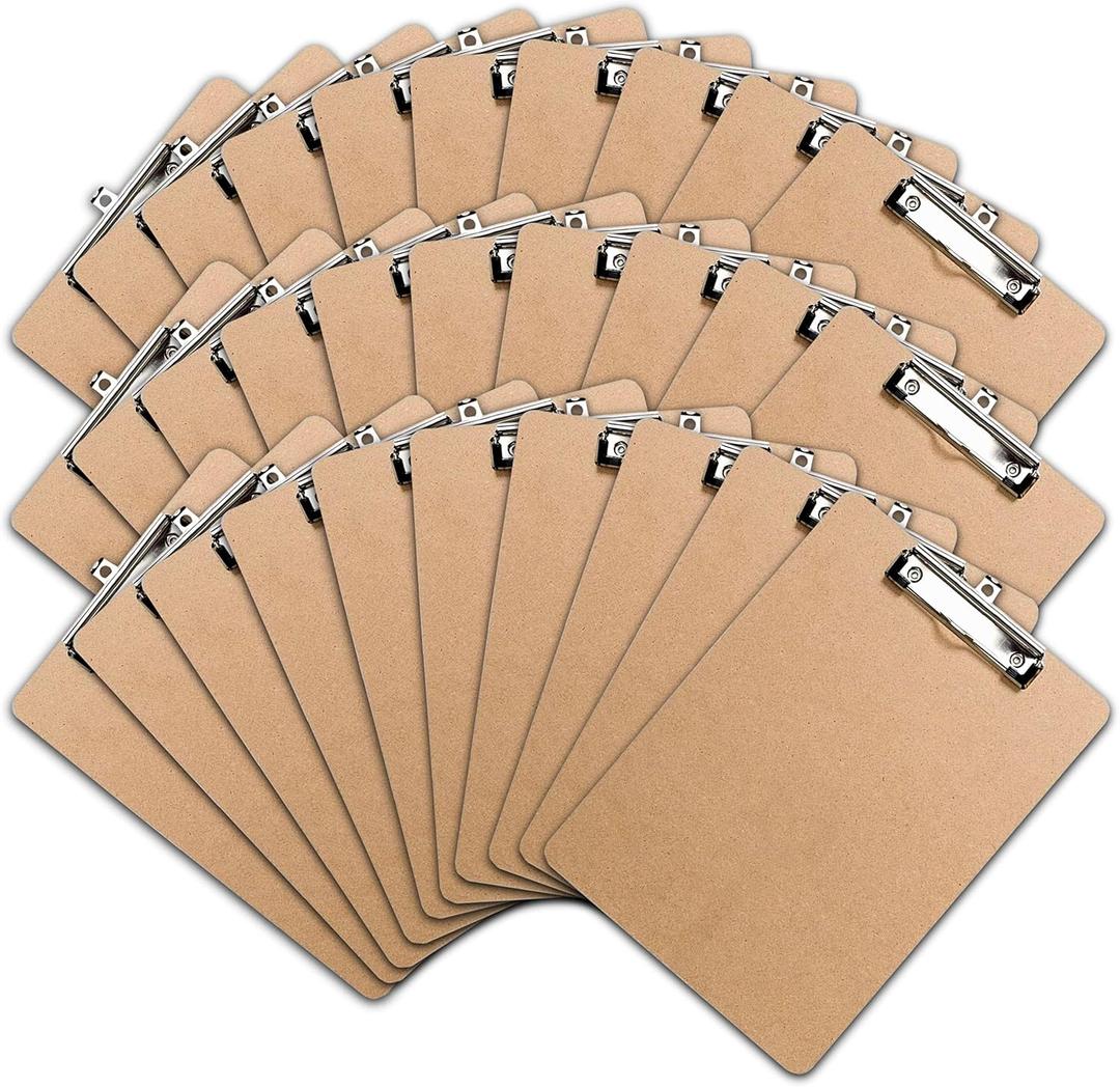 Clipboards (Set of 30) Hardboard Clipboard Low Profile Clip A4 Letter Size Classroom Supplies