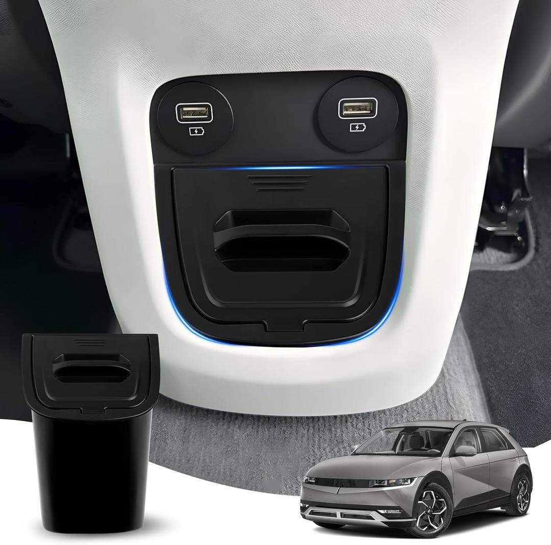 Karltys Car Trash Can, Dedicated Garbage Can for with Lid, Odor-Proof Car Garbage Bin Automotive Center Console Organizer for Hyundai Ioniq 5 2022-2024 Interior Accessories(Not for 2025+/N Line)