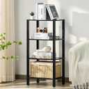 4 Tier Tall Wooden Bookshelf with Storage - Small Bookcase for Small Spaces, Shelf for Living Room, Office, Bedroom, Kitchen - Industrial Modern Black Book Shelf