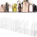 Purse Organizer for Closet, Clear Acrylic Clutch Bag Organizer, Adjustable Shelf Divider for Closet Organizers and Storage, Detachable Handbag Separators Dividers Rack for Bedroom Bathroom Office